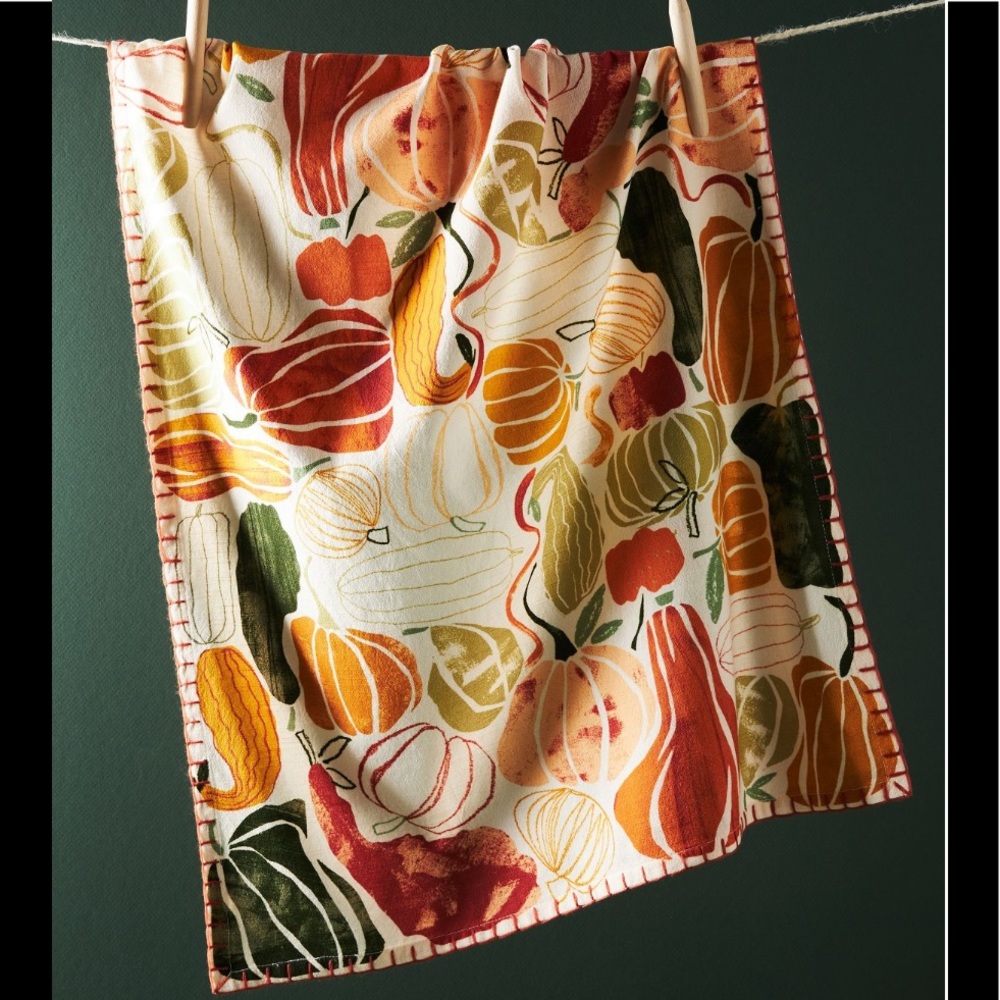 Anthropologie Pumpkin Harvest Dishtowel